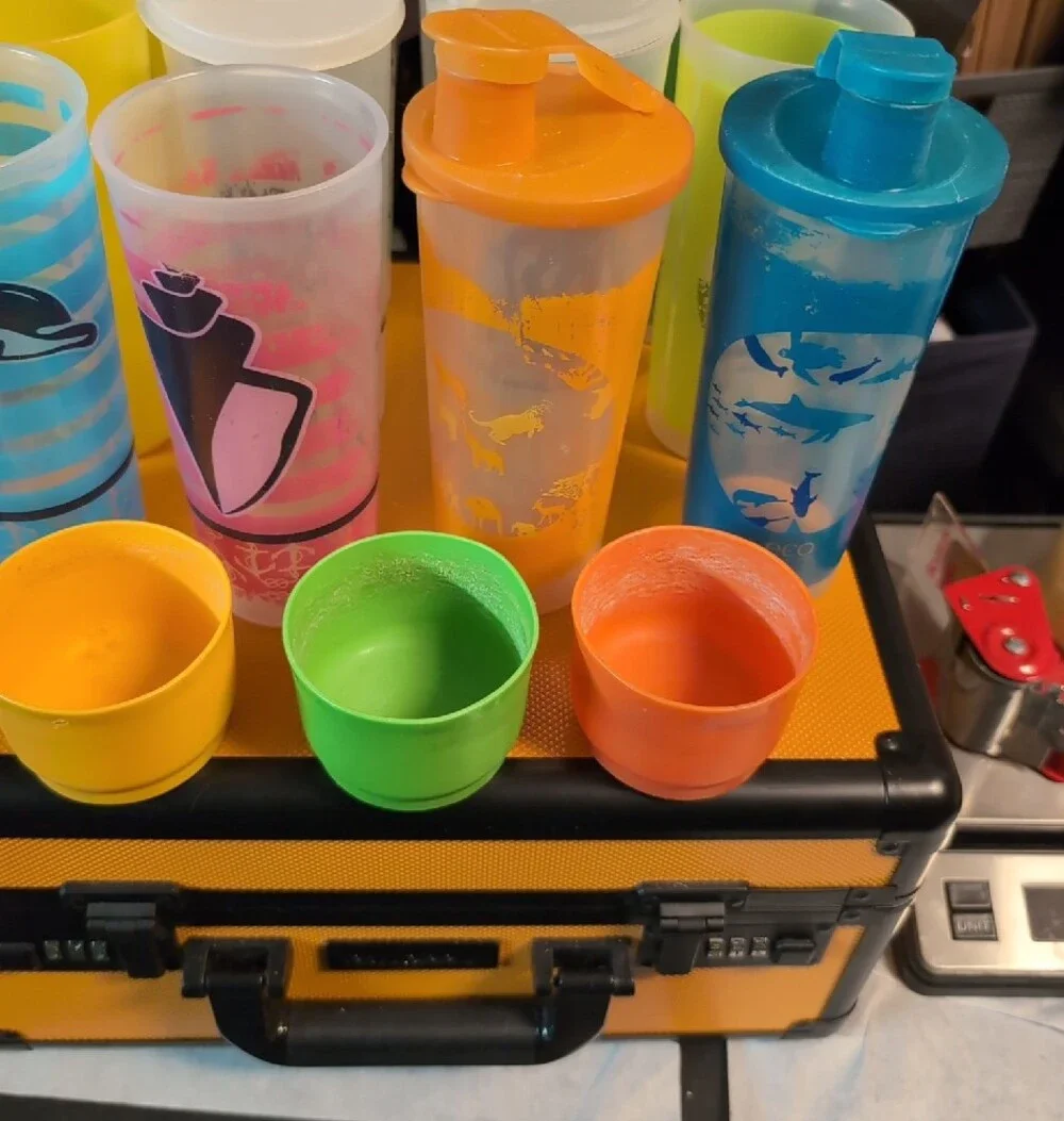 Vintage Tupperware Cups And Lids Bundle Lot Multi Color